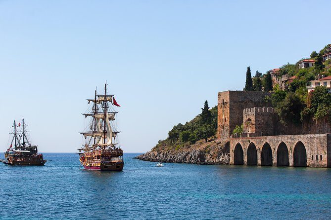 Alanya Pirate Boat with Lunch and Drinks - What you’ll see from the water: Red Tower, shipyard arches, and castle views