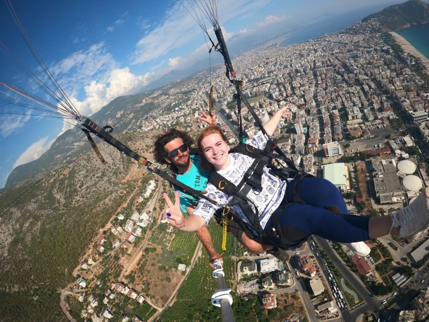 From city of Side Alanya Paragliding - Landing at Cleopatra Beach: adrenaline, then sand